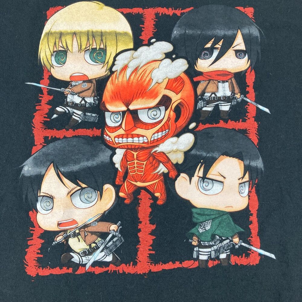 Attack on Titan T Shirt XL Ripple Junction Anime Chibi Colossal Titan Black